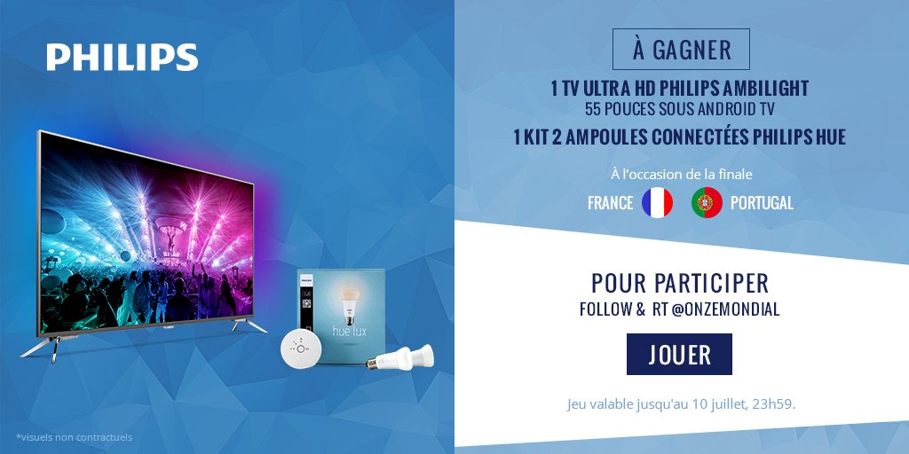 FOLLOW + RT pr gagner 1 TV Philips Ambilight Ultra HD + 1 kit d'ampoules HUE jusqu'au 10/07 23h59
#concours #FRAPOR