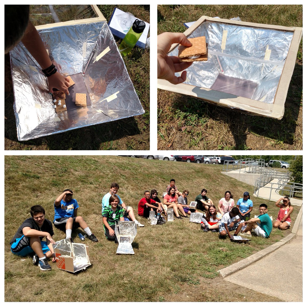 DiscoveryBPT's tweet image. 90° outside: time to make solar s&apos;mores! Our 3D Design class made DIY designs. #STEMisDelicious! #STEMlearningFUN
