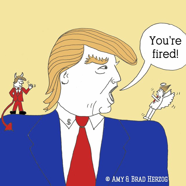 BradHerzog's tweet photo. Just got FIRED for satirical anti-Trump book. Please RT and support on #kickstarter https://t.co/Yqo4gCewD2 https://t.co/C9ruVXCALS