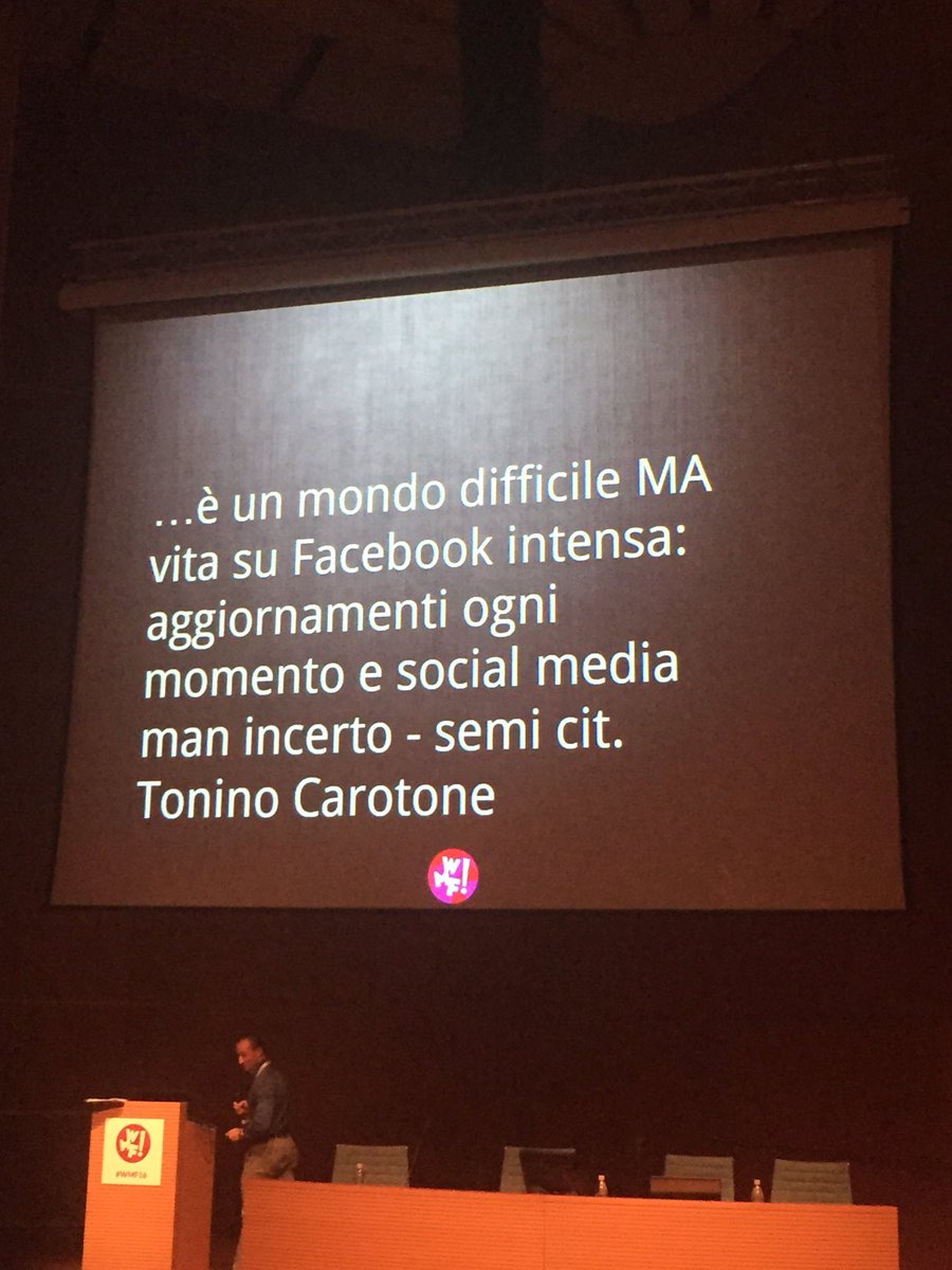 francescatoc's tweet image. Grandissimo il finale, e non solo, della presentazione di @AngeloMarolla al @ilfestival #wmf16 #wmf2016