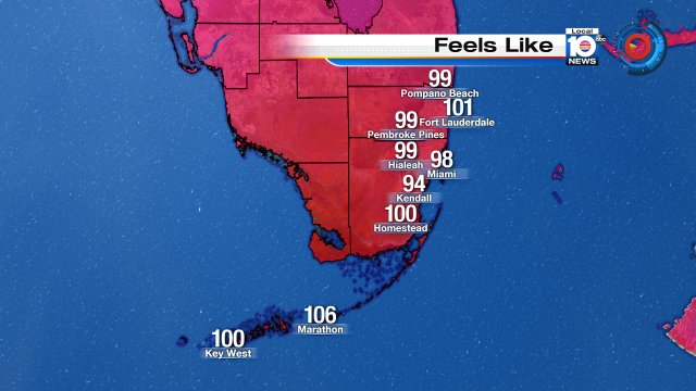 Heat index is still rising but it already "feels" like 101° in Fort Lauderdale! #Flwx #Hot #SoFlo https://t.co/mofP0TWRLo
