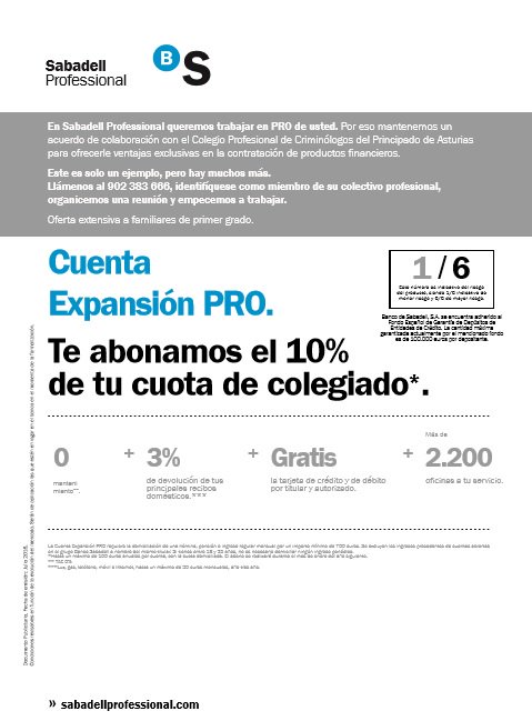 ICPCPA's tweet photo. Info. Convenio con @BancoSabadell. Los colegiados de nueva incorporación aun pueden acogerse al convenio. https://t.co/M4GPDT2TsQ