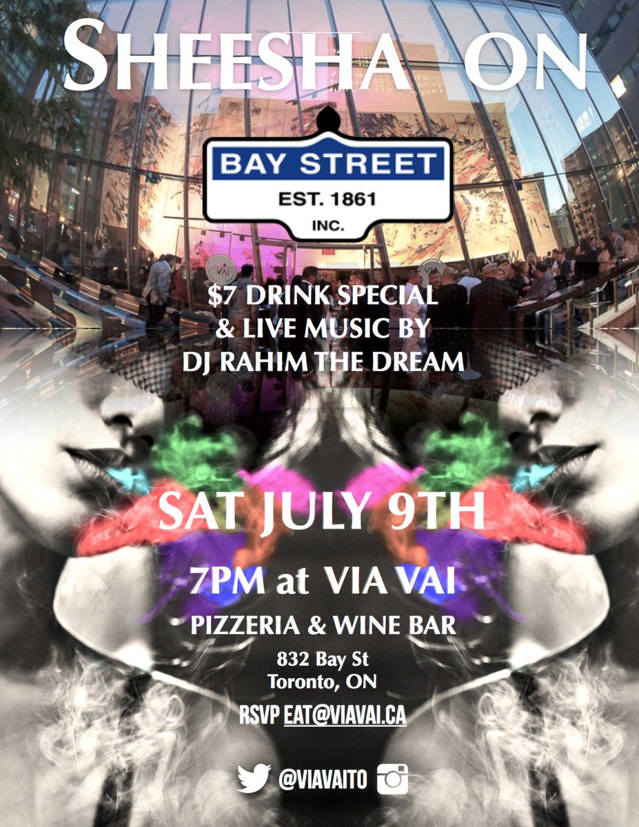 Our weekend is in full swing with the launch of Summer-<a href="/LiciousTO/">Winterlicious/Summerlicious</a> tonight &amp; our Sheesha patio party on #BaySt