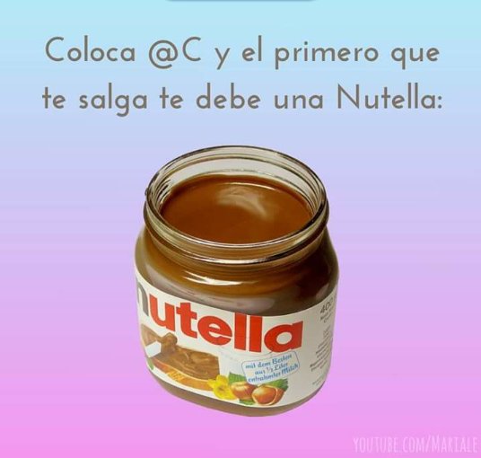 MonicaCoderCd9's tweet photo. @CaELiKe  me debes una nutella Te Amo me encantan tus videos https://t.co/1ruUv97e1v