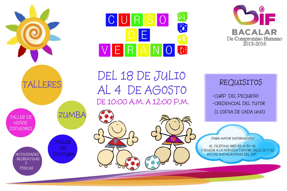 DifSiempre's tweet photo. Invita DIF Bacalar a Curso de Verano  2016. @rossinarod @MarianaZErales @betoborge @egamato https://t.co/LbSmzZXah9