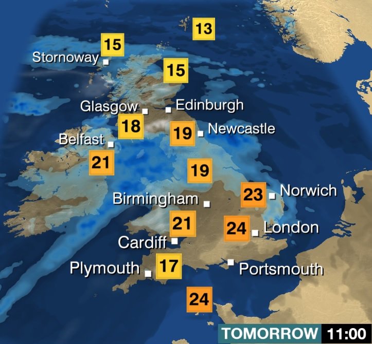 A warm and humid day in store tomorrow for many despite any cloud and