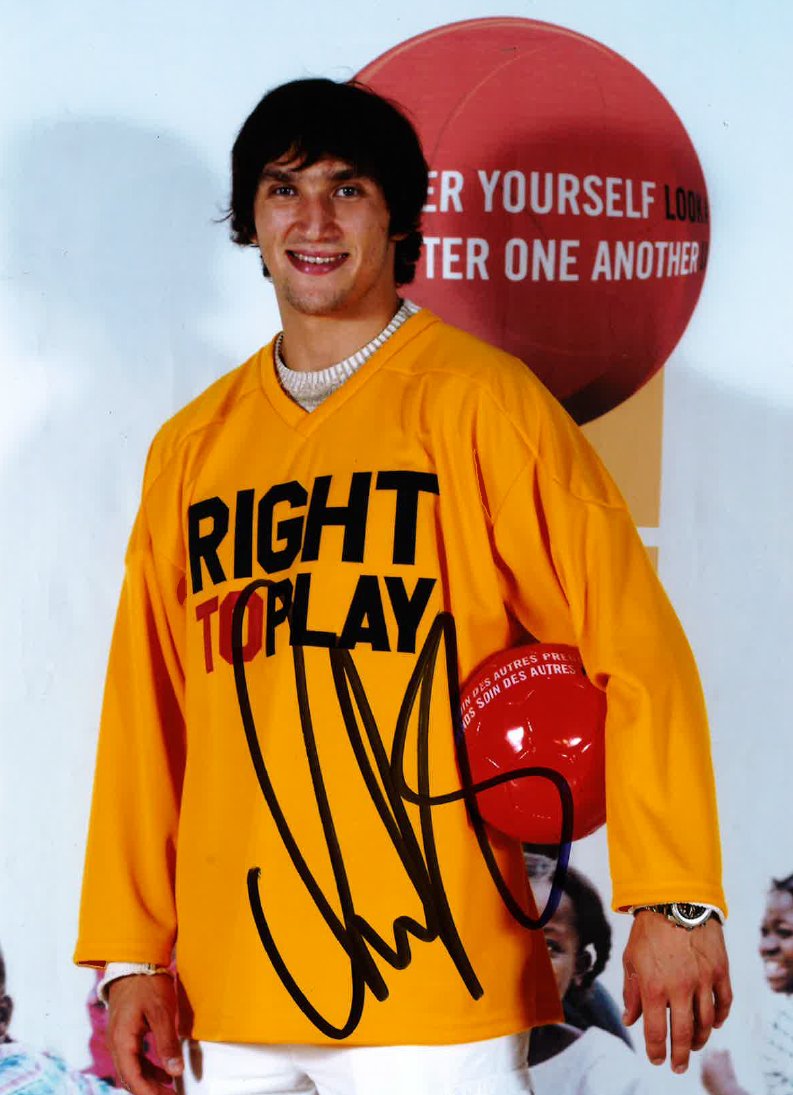 TriviaForGood's tweet image. Snag this signed @ovi8 poster by answering #trivia! Thanks to @RightToPlayCAN for the prize bit.ly/29oWYhm