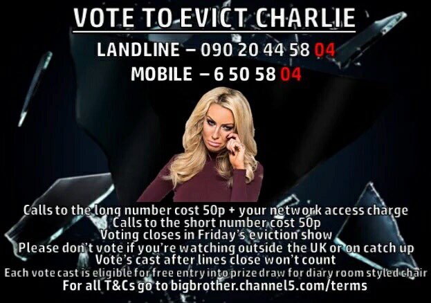 scrunchieshaz's tweet photo. #GetCharlieOut #bbuk https://t.co/okagOick3i