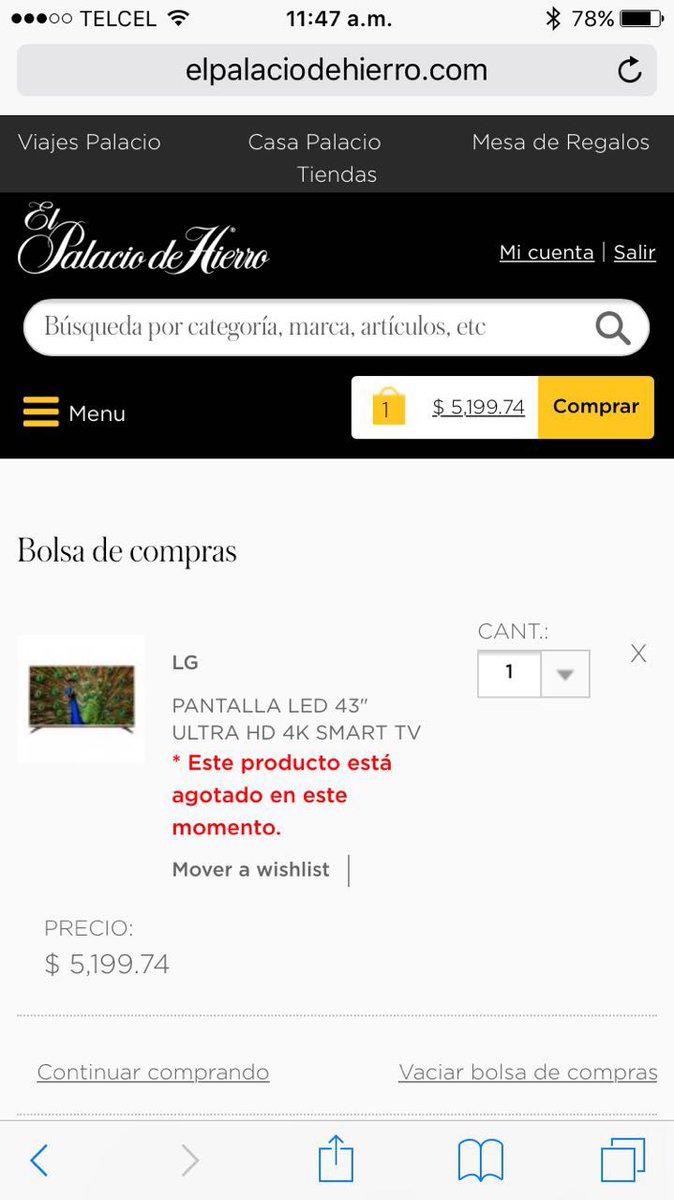 Anaran5's tweet photo. @palaciohierro Si que compre una televisión y no me quisieron respetar el precio. Pero ya estoy hablando a @Profeco https://t.co/QMQ9yXfyY8