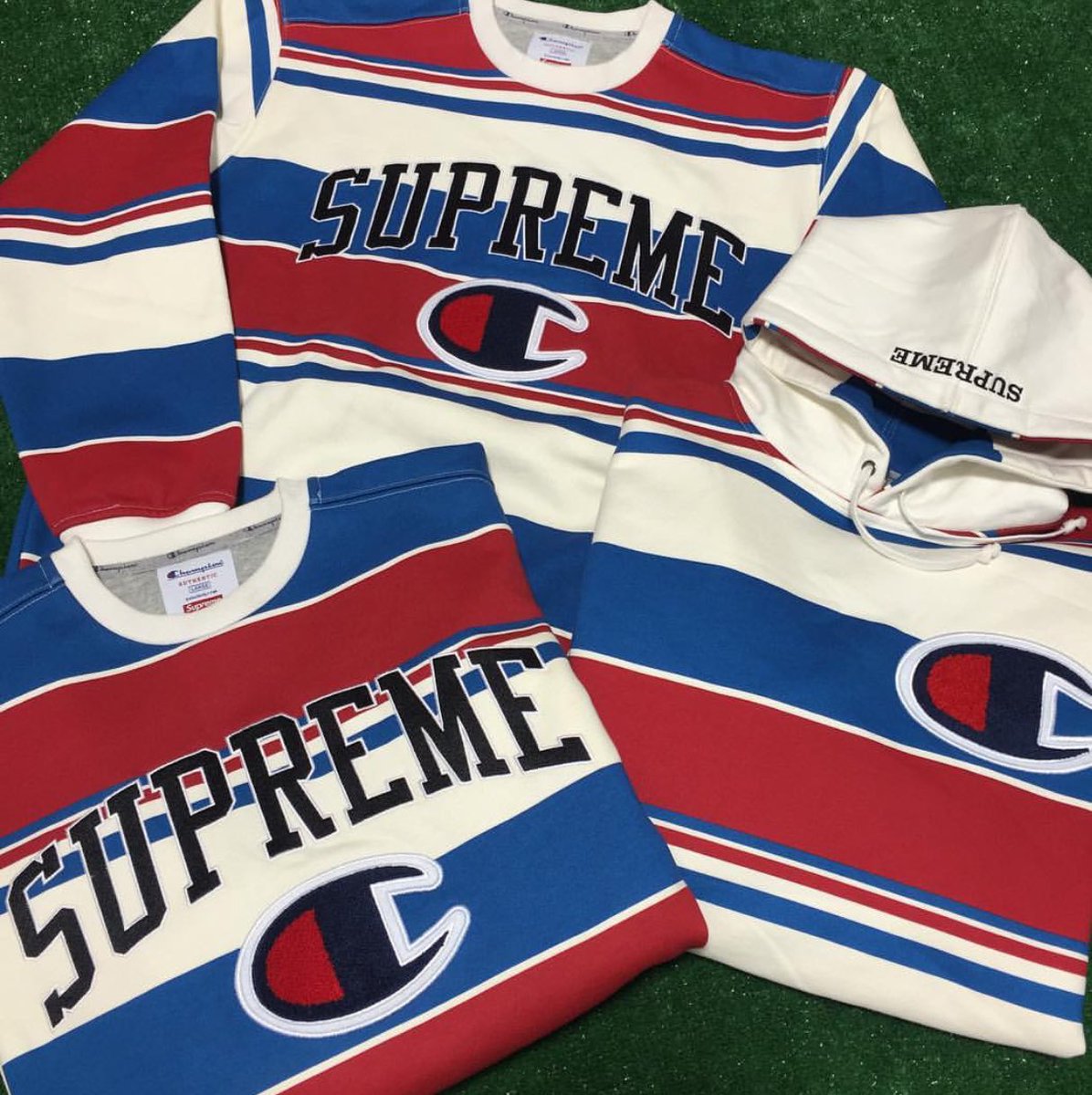 supreme champion hoodie red white and blue