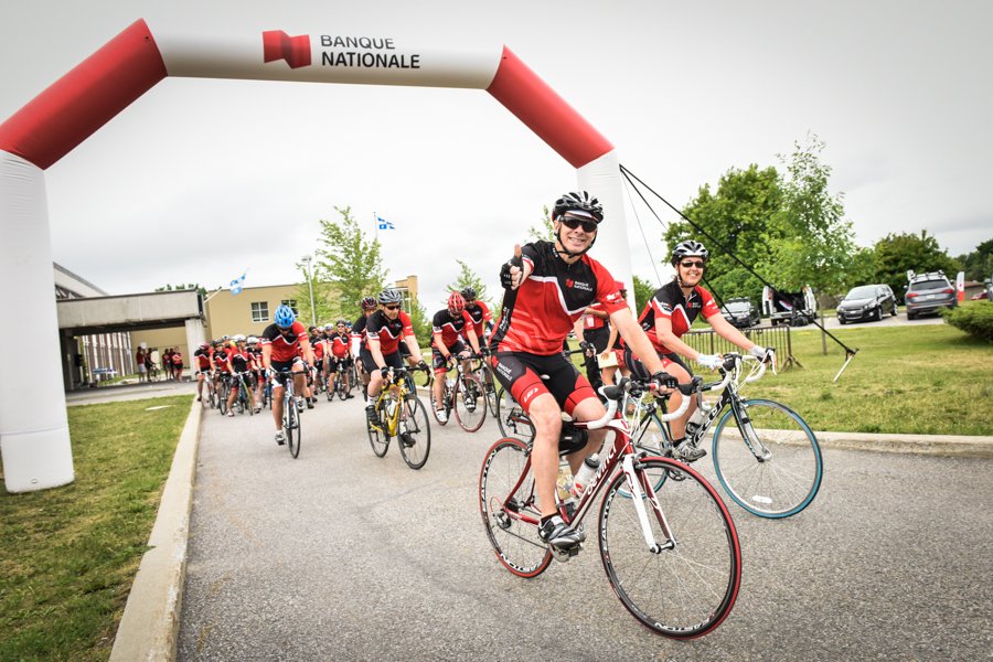 nationalbank's tweet photo. The #NBCBikeTour departure point. Our employees will travel 300 km #OneForYouth! https://t.co/5316Oe2L9f