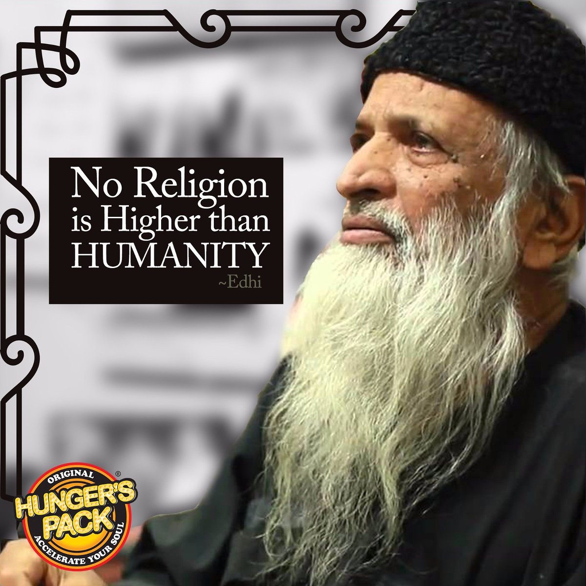 hungerspack's tweet photo. Guardian of the poor.
The Symbol of Humanity.
The Winner of Hearts. 
#Edhi #AbdulSattarEdhi #RIPEdhi https://t.co/kNdqd2maGb