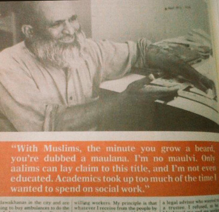 SanamMKhi's tweet photo. "I'm not even educated. Academics took up too much of the time I wanted to spend on social work" #Edhi 1987 Herald https://t.co/PJ43Zm985w