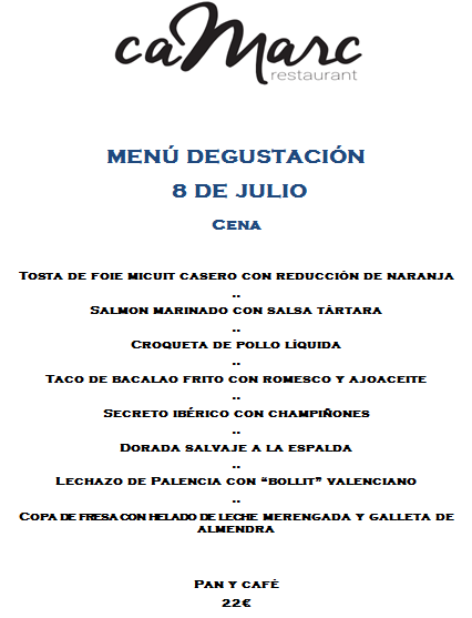 RestCaMarc's tweet image. Menú degustació (sopar) divendres 8 de juliol