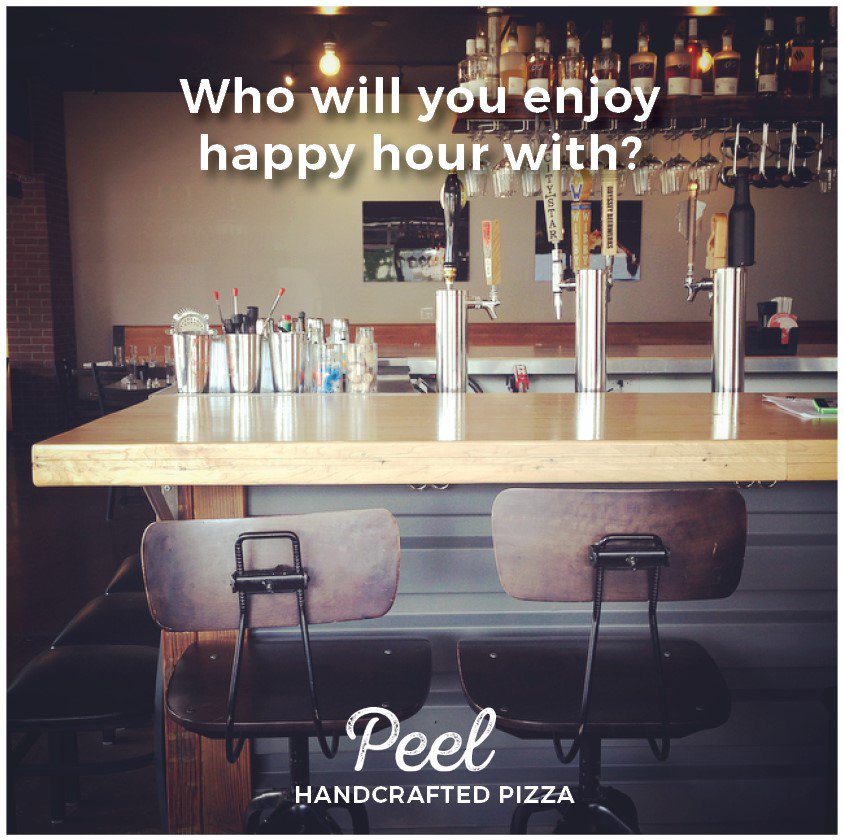 peelhandcrafted's tweet photo. RT and tell us who you'd sit next to for our new happy hour! M-F 2-5:30 $2 off beer, wine and well drinks, and more! https://t.co/tqq12JCeYz