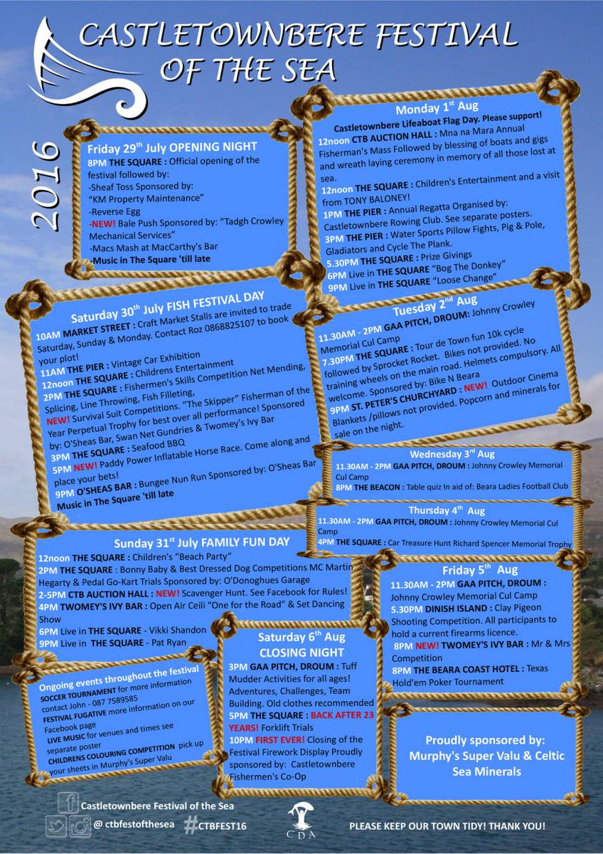 ctbfestofthesea's tweet photo. Here we go the poster for this year's full schedule of events, live music posters are being produced also #CTBFEST16 https://t.co/zmdSVzKCSw