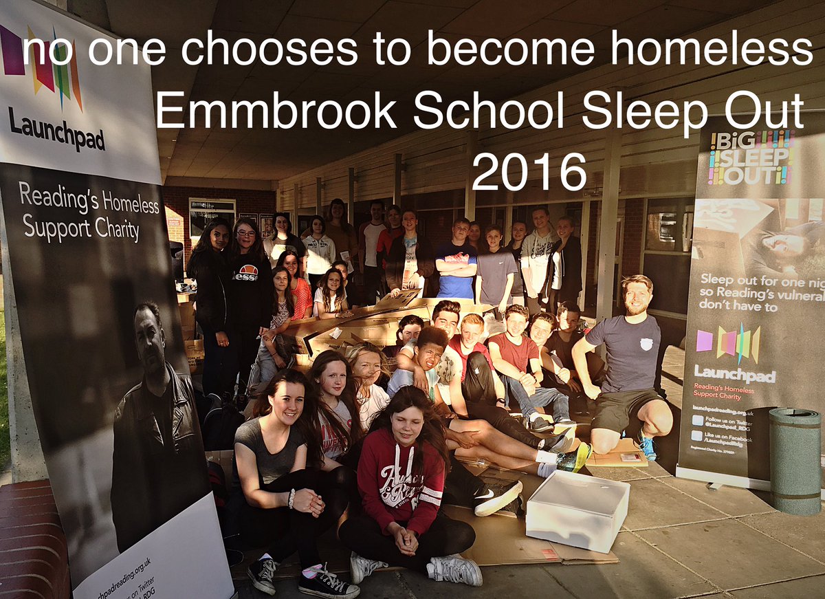 JasonMcMahon70's tweet photo. Amazing students @EmmbrookSchool @schoolsleepout in support of @Launchpad_RDG #changinglives https://t.co/IT7PYdfsS3
