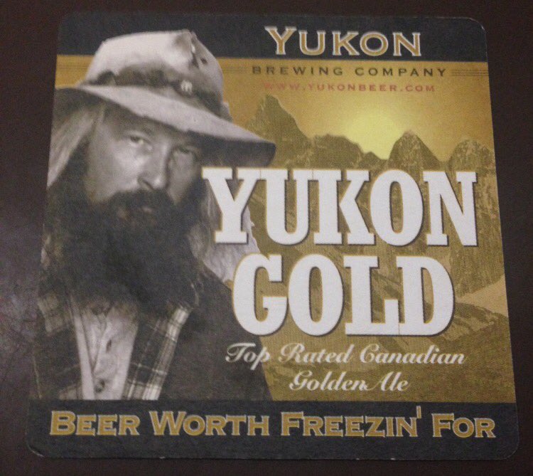 Psychullyett's tweet photo. Finding this retro @yukonbeer gem at Triple J in @DawsonCityYukon! #yukongold #beercoaster #beerworthfreezingfor https://t.co/58OihfqYbI