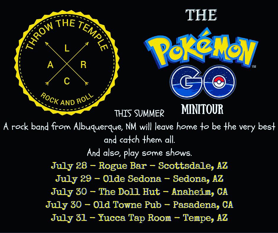 throwthetemple's tweet photo. Let's catch them all together #PokemonGO #tour #livemusic #NowPlaying #throwthetemple https://t.co/uGNlO5o6hI