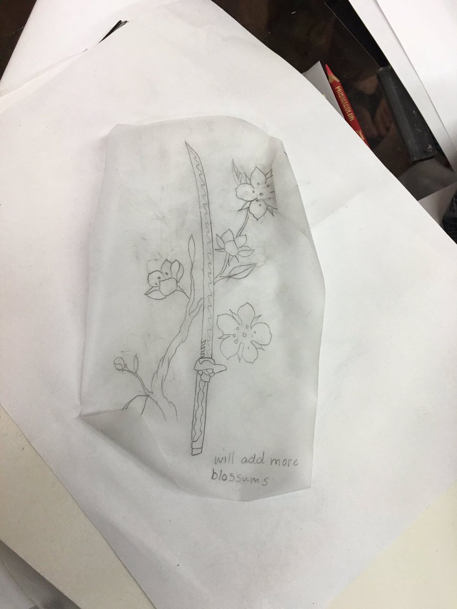 BioticSniper's tweet photo. //tattoo no.5 incoming :D.. Artist gave me this rough sketch (bonus points if you can tell whose sword hat is :D) https://t.co/dmeTsJPHGG