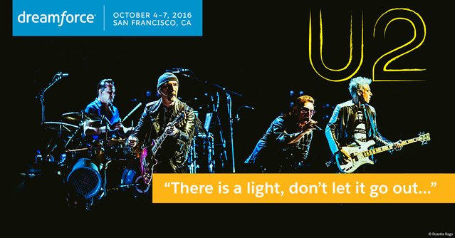 U2 is headlining Dreamforce! Get ready for an unforgettable night. #DF16 sforce.co/29wMroa