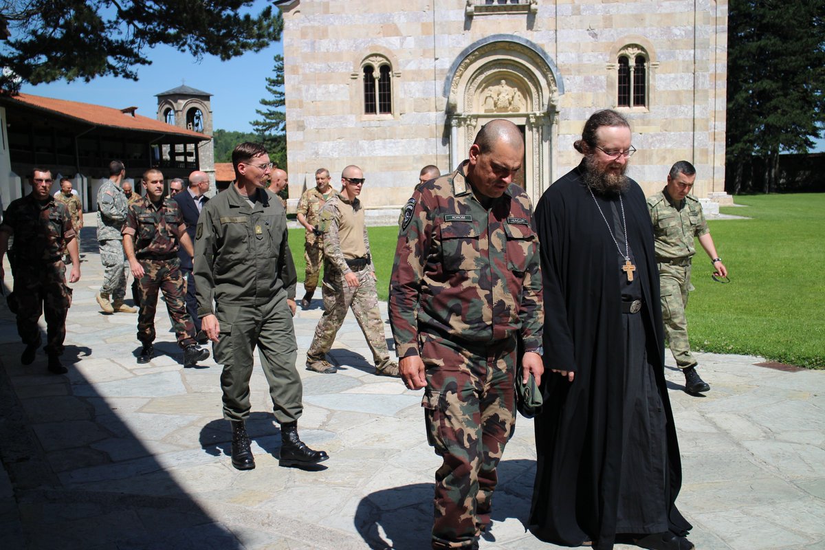 DecaniMonastery's tweet photo. Today at Dečani Monastery w/ officers of the KFOR HQ headed by Deputy Chief of Staff Hungarian General Ferenc Korom https://t.co/YIEfFu9Z66