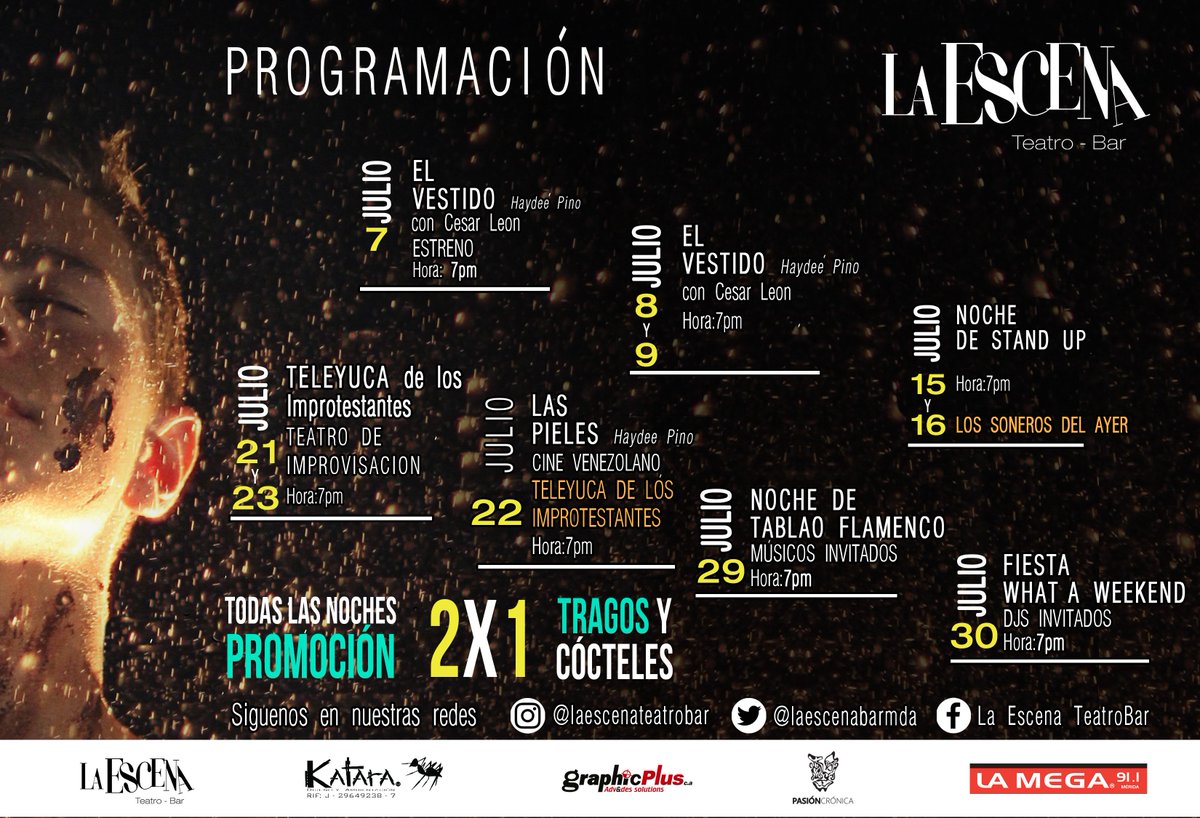 laescenabarmda's tweet photo. ---ATENCIÓN---
Programación para el mes de Julio ! https://t.co/uUNapgONJ4