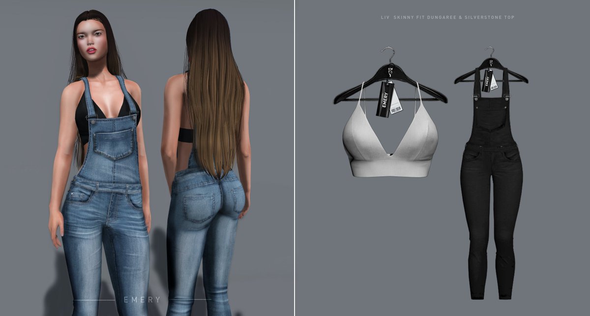 SunamiBeck's tweet image. The Liv Skinny Fit Dungarees &amp;amp; Silverstone Tops are now available at Collabor88! 
 maps.secondlife.com/secondlife/8%2…