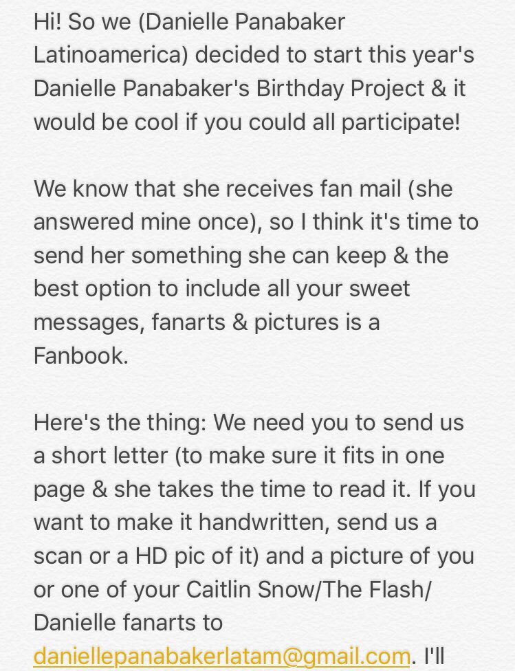 DPanabakerLA's tweet photo. Danielle Panabaker's Birthday Project 2016! Please read &amp; RT! https://t.co/IJA1VFNKVh