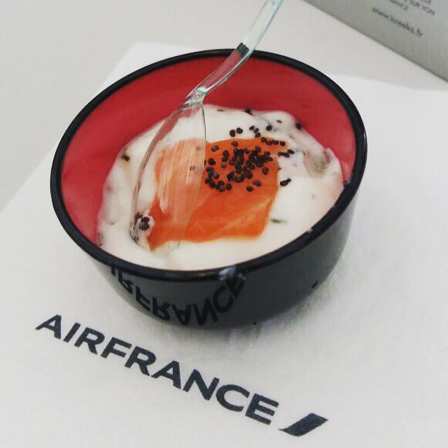 Pre starter #onboard #business #inflight #salmon #zatziki #caviar #airfrance #FranceisintheAir @AirFranceIN
