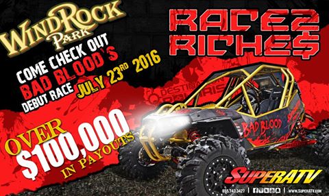 Mark your calendars! #BadBlood makes it's debut at @Windrock_Park July 23rd at the #Race2Riches event! #race #sxs