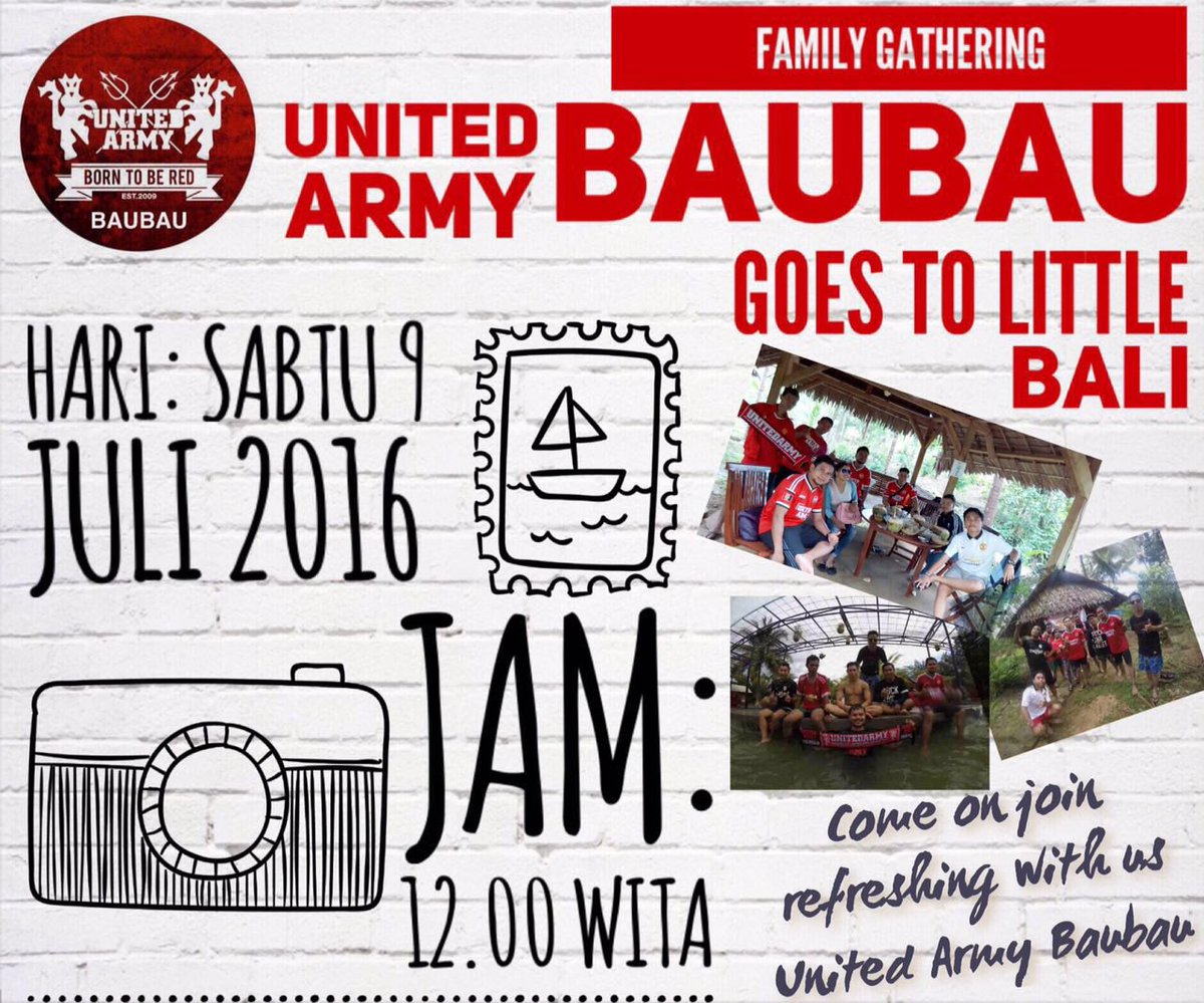 <a href="/unitedarmyfc/">UNITED ARMY INDONESIA</a> Baubau FAMILY GATHERING!

Hari ini, 12:00 WITA
At Little Bali
Mari ramaikan!
#WeAreUnitedArmy