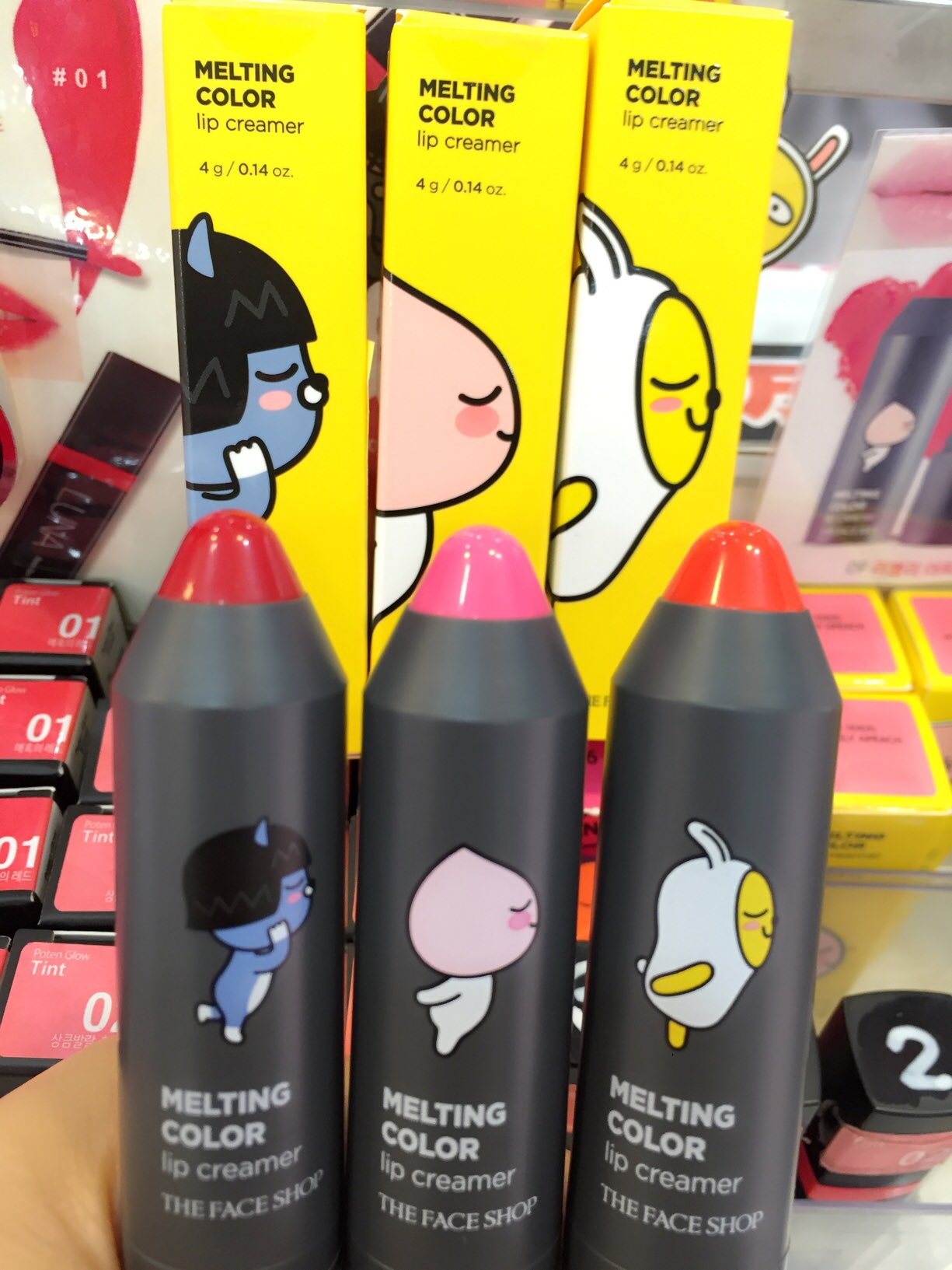 韓国コスメショップ Thebeautyshop カカオリップ カカオキャラット キャラットリップ ザ フェイスショップ リップティント 落ちないリップ メルティングカラーリップクリーマー 新大久保 韓国コスメ お買い得 化粧品 Thefaceshop Thebeautyshop T