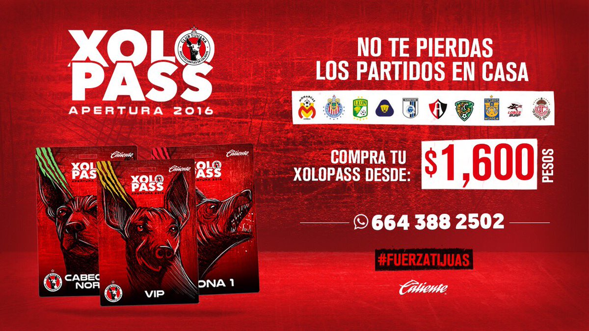 XoloPass Apertura 2016. Disponible desde 1,600. ¿Dudas? Mándanos Whats