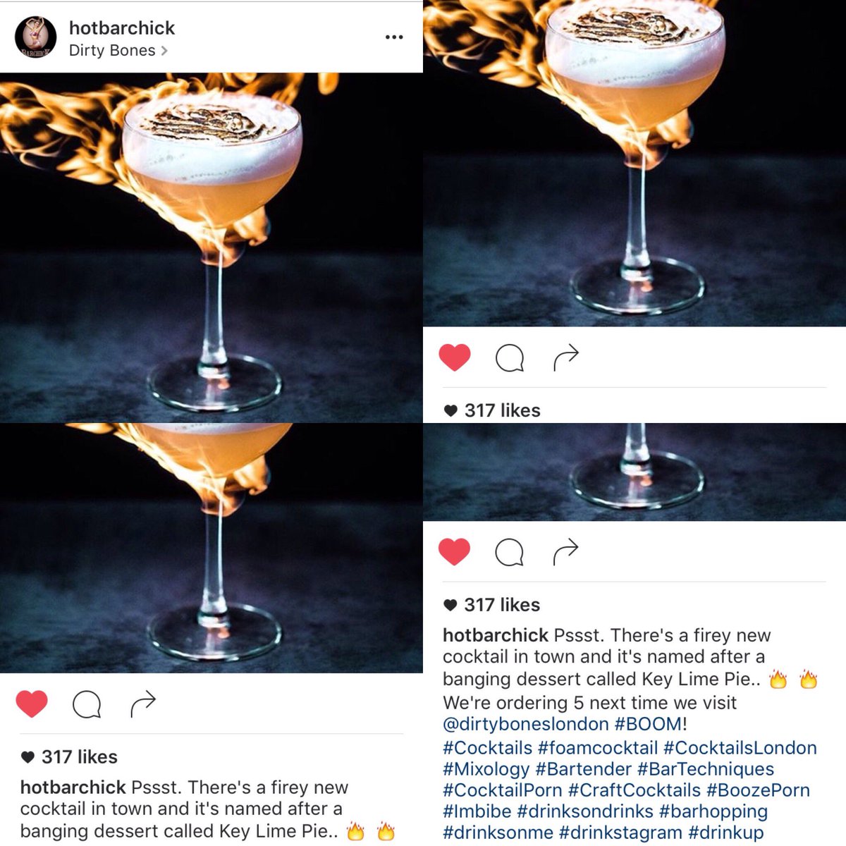 DirtyBonesLDN's tweet photo. @HotBarChick told you to drink fire cocktails. So you should. ๐ฅ๐ฅ๐ฅ#newcocktailsmenu #barchick https://t.co/K7qM3A8Dlz https://t.co/o4HCYIzOkJ