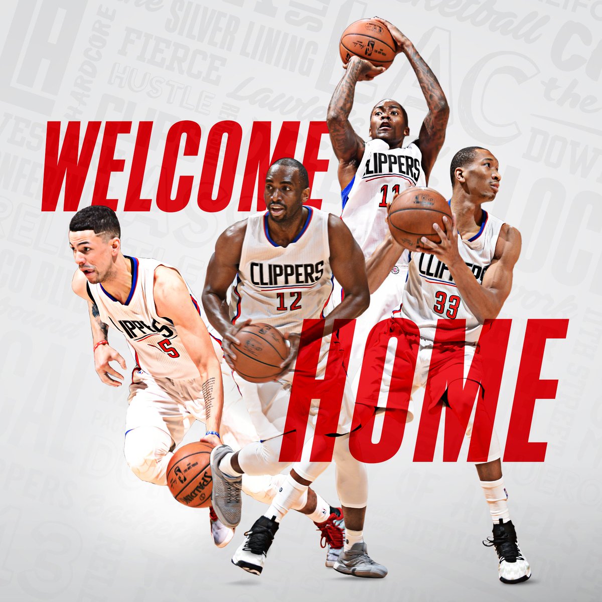 LAClippers's tweet photo. It's official! Welcome home Jamal, Austin, Luc and Wes! 
Details: https://t.co/qMpECzpkpD https://t.co/Y5WDsV8dR8