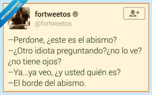vistoenlasredes's tweet photo. El abismo, por @fortweetos https://t.co/Lmt2MspnoM https://t.co/iYvSFFTt3g