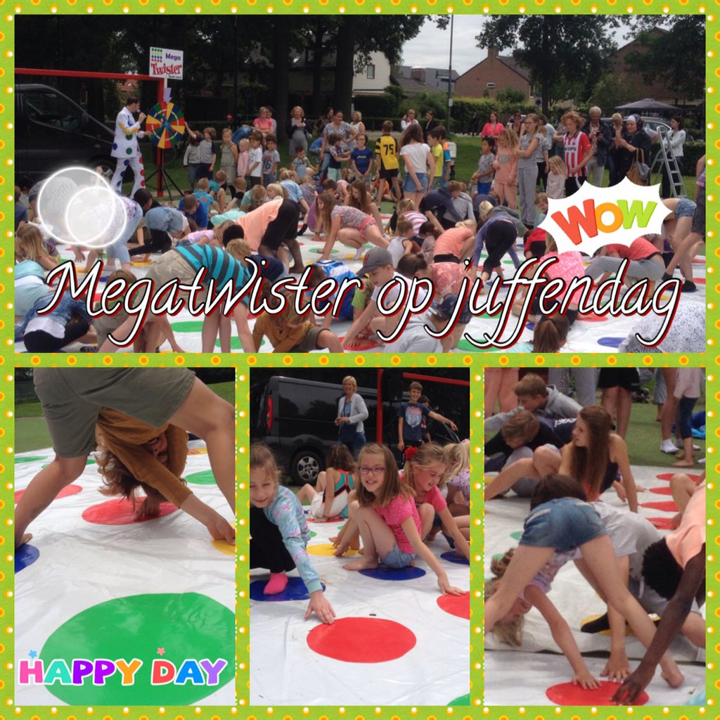 Mister Twister komt de geslaagde juffendag met ons allemaal afsluiten #linkerhandoprood