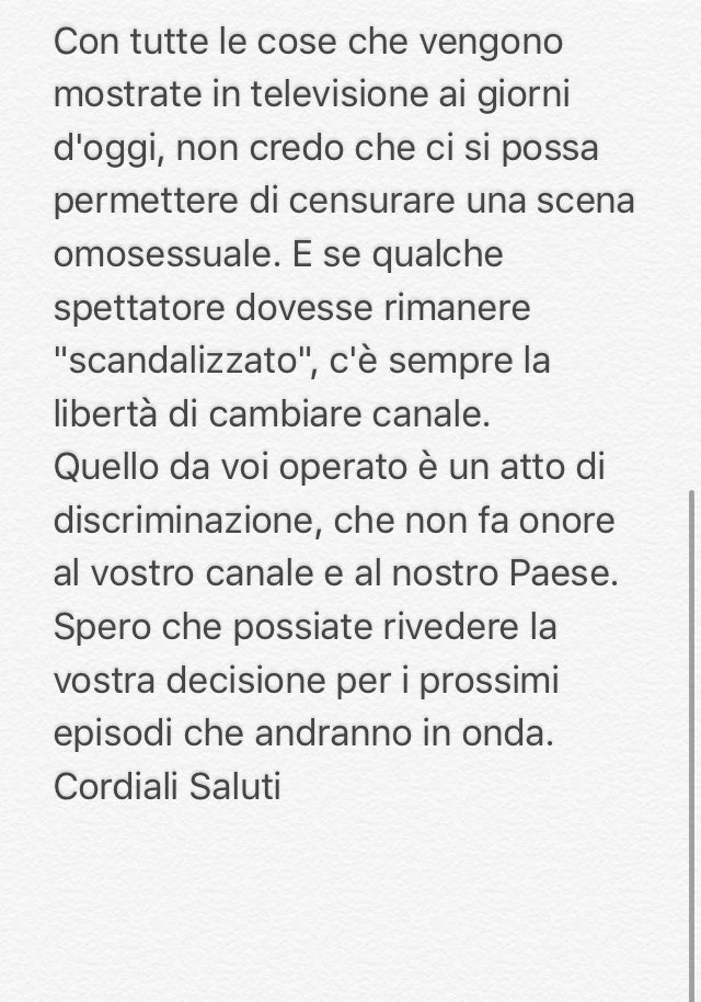g0ldenhs's tweet photo. ho scritto una mail alla rai, tanto non cambierà nulla ma almeno voglio fare qualcosa #coliver https://t.co/I8clO1XUKW