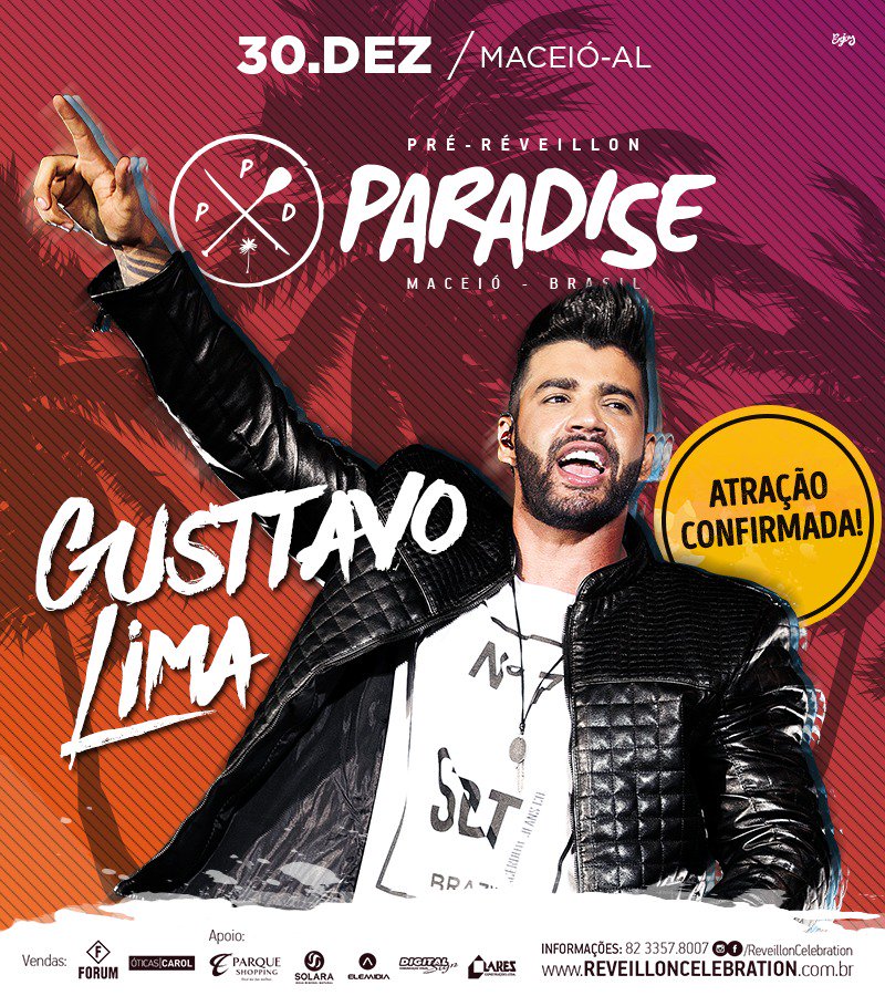 gusttavo_lima's tweet photo. Em dezembro vai rolar o Pré-Reveillon Paradise em Maceió e eu vou ser a primeira atração a agitar essa festa! https://t.co/iA1SCRB0vP