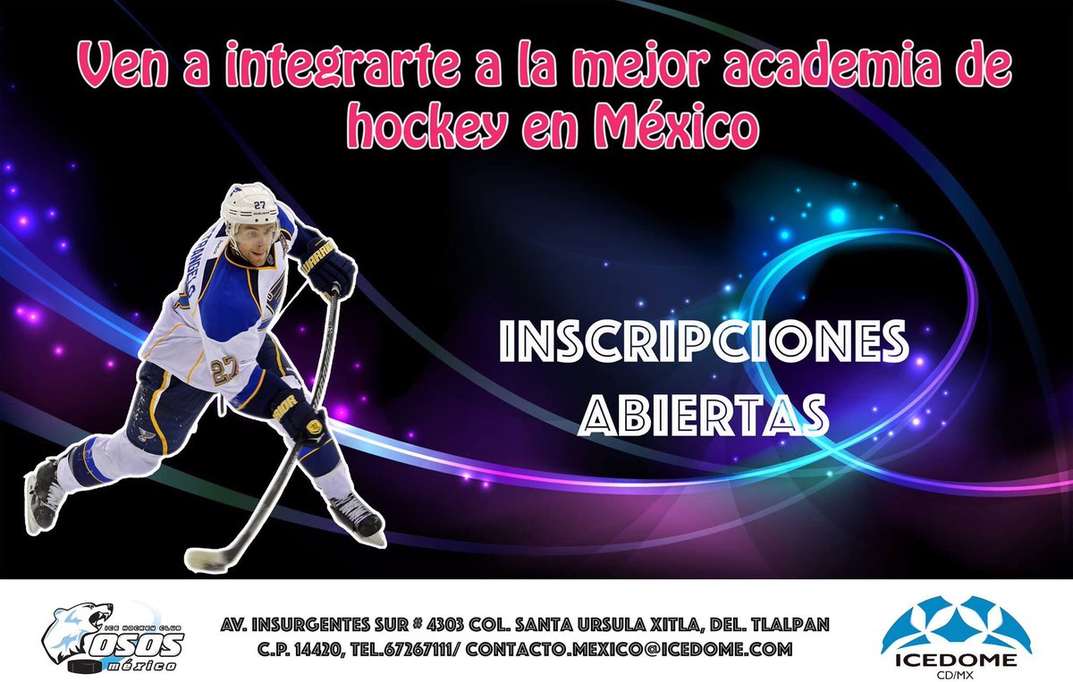 ICEDOMECDMX's tweet photo. Te gusta el hockey?
Te invitamos a formar parte de la mejor academia de hockey en México!!! https://t.co/iSuRgSCnXB