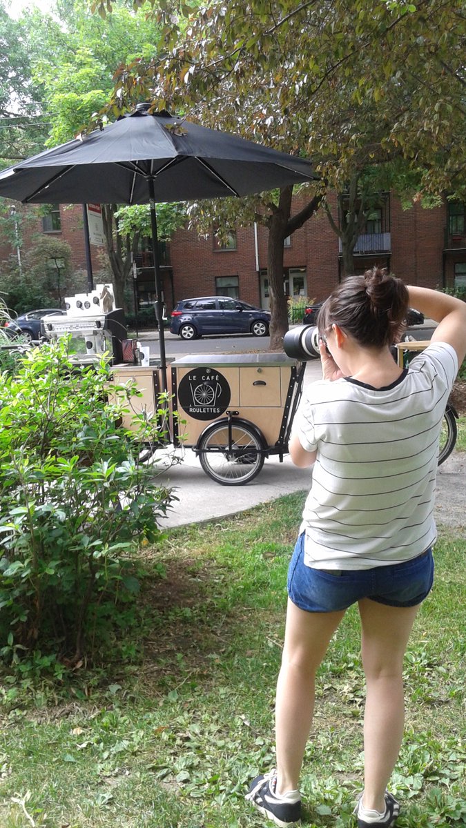 Séance photos ce matin. Première sortie <a href="/Triporteurs/">Le café à roulettes</a> dans Villeray. À très bientôt!  #cafédanslesparcs  #zérodéchet