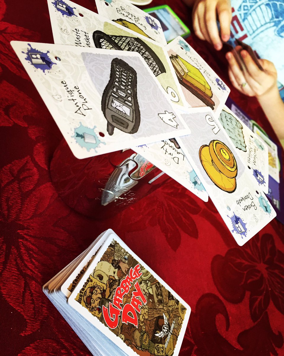 BoardgameCorner's tweet photo. Finally played #GarbageDay this afternoon. Perfect game for my girls as they recover. Thanks @maydaygames https://t.co/ebKVS1Adj5
