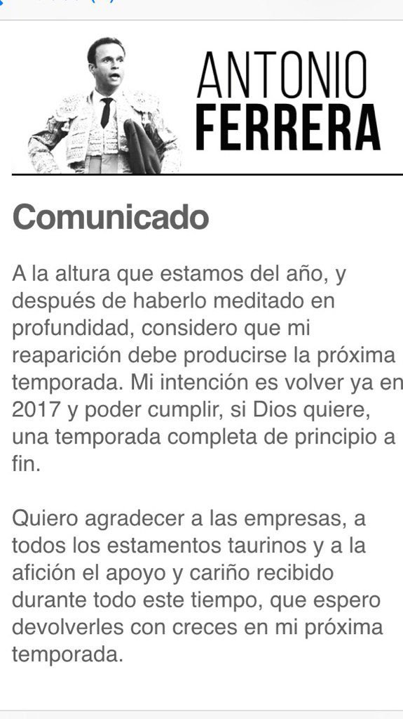 Todos lo esperamos <a href="/ferreratorero/">Antonio Ferrera</a>