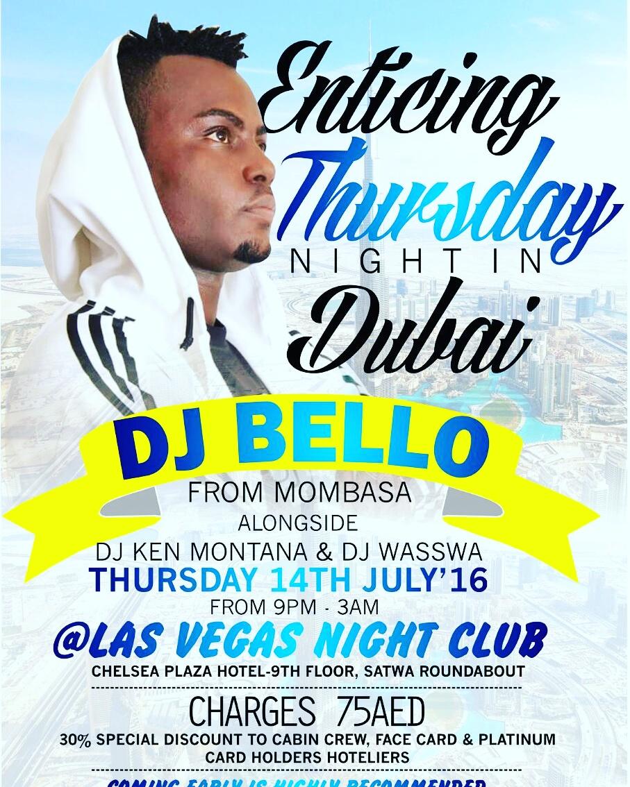 IssakAraji's tweet photo. #TeamDxb the finest @djbellokenya will be performing live in the city of lights on 14/7/16 2patane pare tu pari pari https://t.co/nUhHdk4N8S