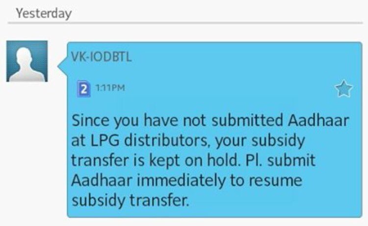 Almost every LPG holder received this sms from IOCL. What will be govt stand? <a href="/sarbanandsonwal/">Sarbananda Sonowal</a> <a href="/himantabiswa/">Himanta Biswa Sarma</a>
