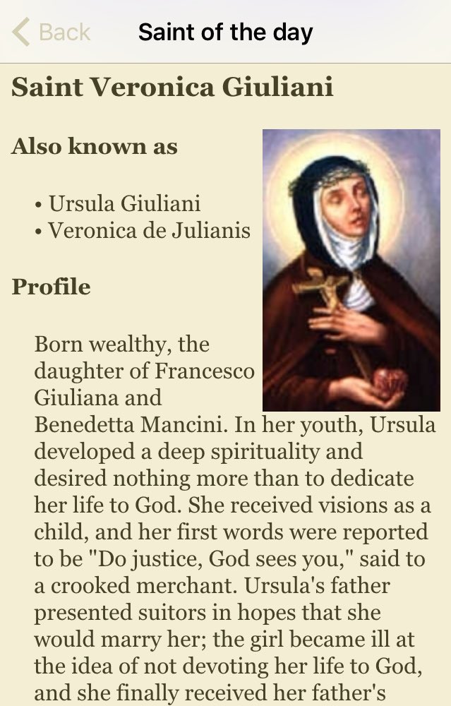 MaryOurStar's tweet photo. O Virgin, St. Veronica of the Divine Will, devotee of Mary Most Holy!

#PrayForUs who have come to ask your help ❤️💙 https://t.co/Vzw3xqxwmO
