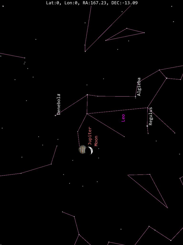 9 temmuz 4şevval 2016/1437 gökyüzünde  ay-jüpiter kavuşumu