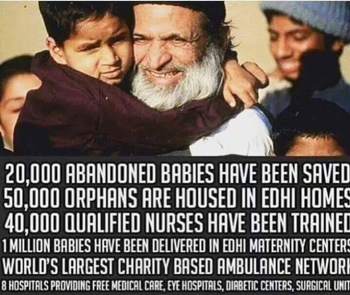 labiakhan2's tweet photo. "No religion is higher than humanity"
#RIPAbdulSattarEdhi https://t.co/7yLOB4I0MB