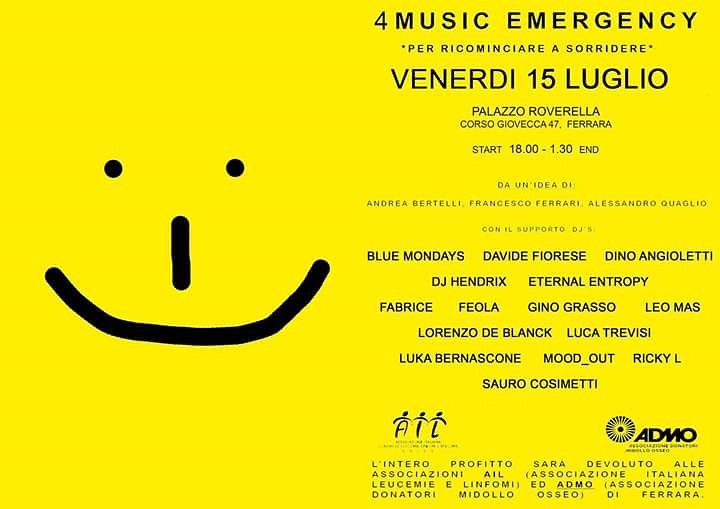 admo_er's tweet photo. Sapete che il 15 Luglio a #ferrara ci sarà la seconda serata #musicemergency??NON MANCATE!! #djset #admo #ail #smile https://t.co/qbJ83FQIsl